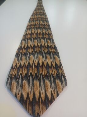 Z Inc. Tie Men's Patterned Brown and Black Silk.